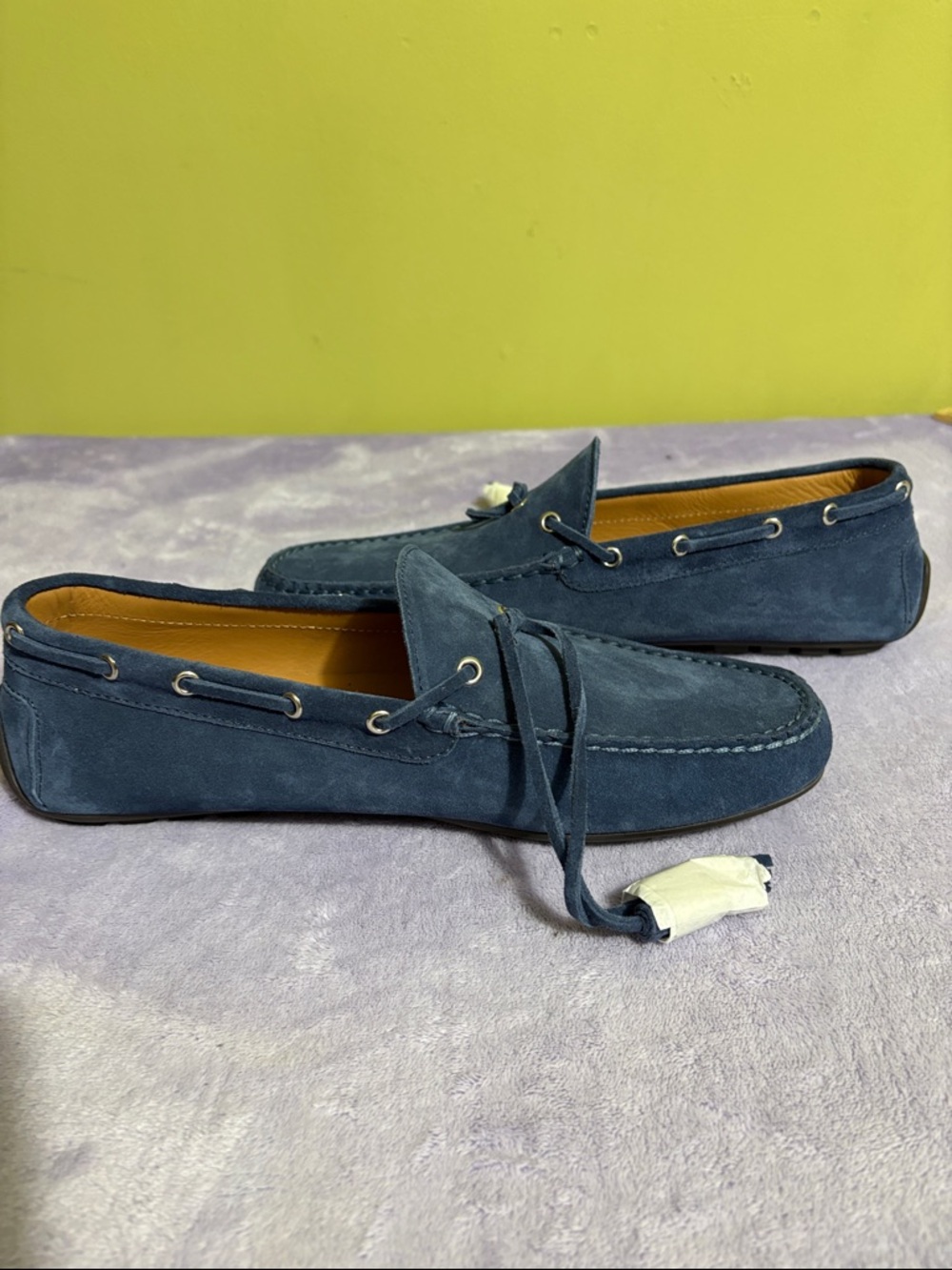Ralph Lauren Anders Suede Driver Loafers 9.5D Navy Blue New. Made in Italy - Picture 7 of 8
